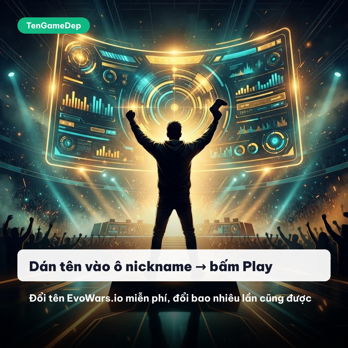 Cách đặt tên EvoWars.io: dán tên vào ô nickname trước khi bấm Play